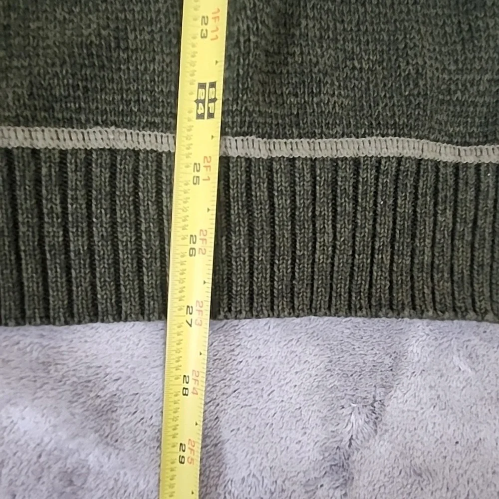 GH Bass Co Sweater Mens XL Green Knit Pullover‎ Sherpa Lined Gorpcore Outdoors
